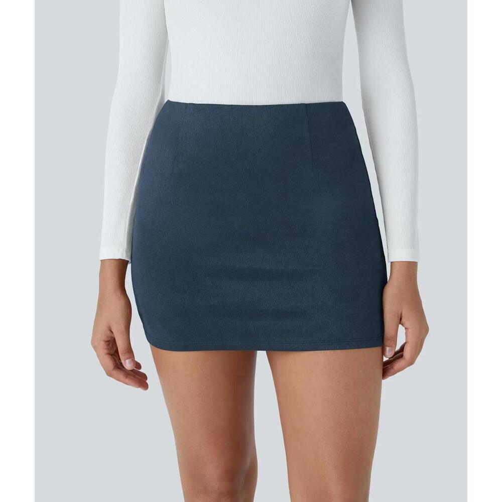 Halara NWT High Waisted 2-in-1 Bodycon Suede Mini Casual Skirt - Size XS